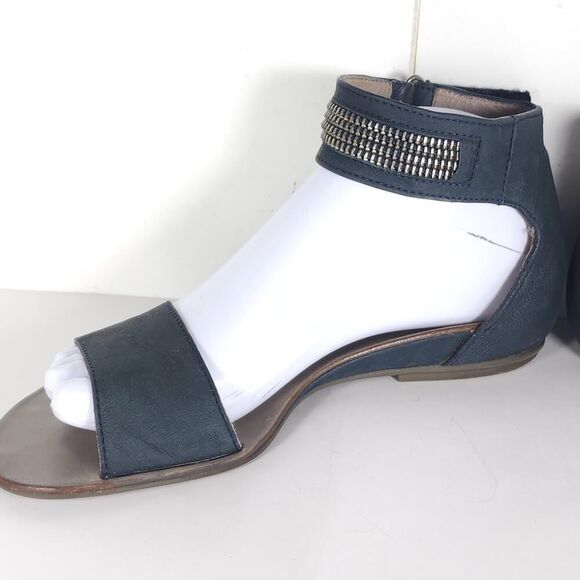 Paul Green Women's Cotie US7,5 AU5 Blue Leather Embellished Ankle Strap Sandals - Picture 8 of 15